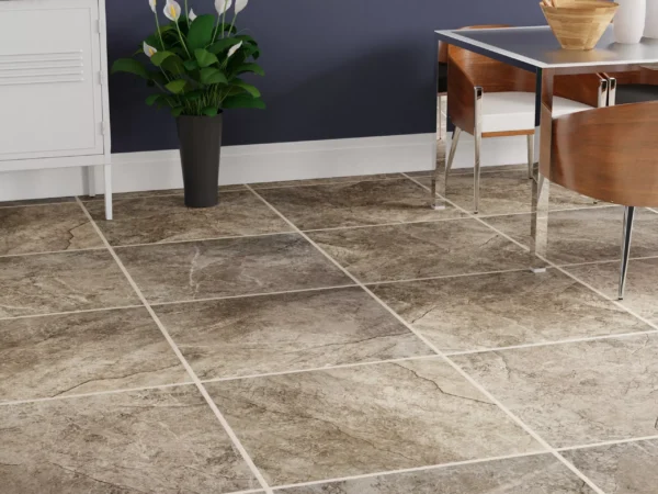 Elegant textured floor tiles in a contemporary dining area